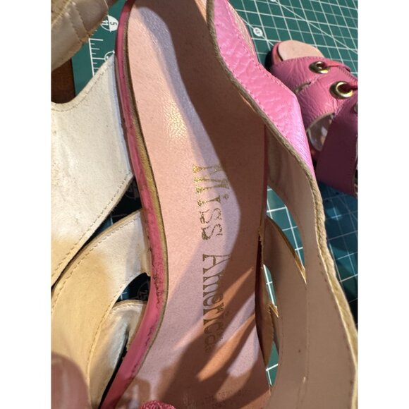 Vintage 1940 Miss America Pink Gladiator High Heel Sandals With Lace-Up Design - Picture 4 of 5